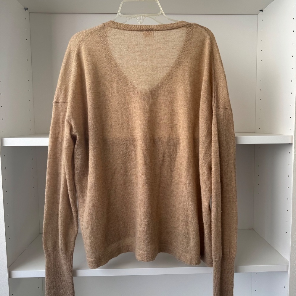 C.T. PLAGE Brown Cashmere V Neck Sweater - Picture 2 of 4